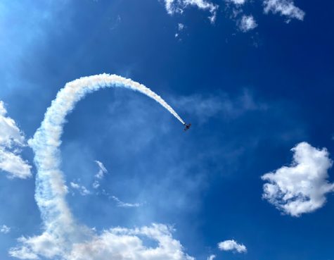The Crawford County Airport presents: Wings By The Wabash. Pictured is an airplane performing.