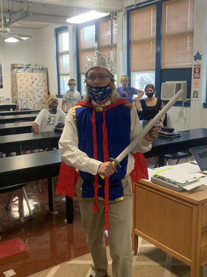Mr. Smith is dressed for HOCO Royalty day.