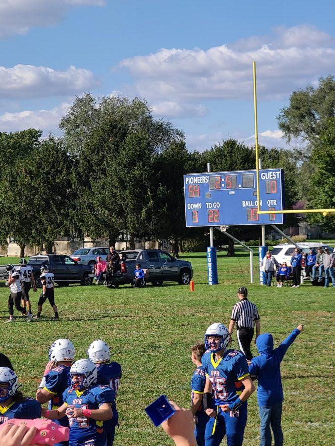 The scoreboard displaying the final score of the game. Graydon Kincaids excitement can also be seen. 