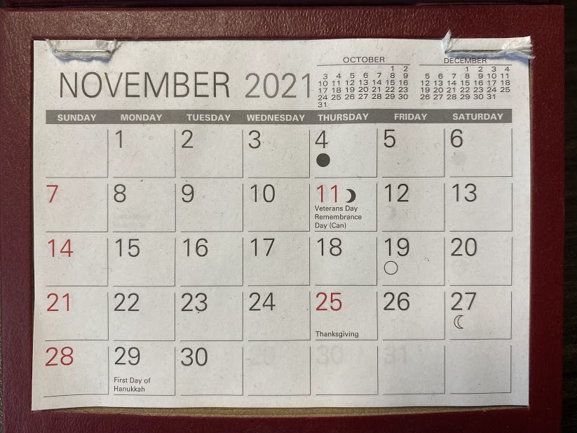 November calendar 