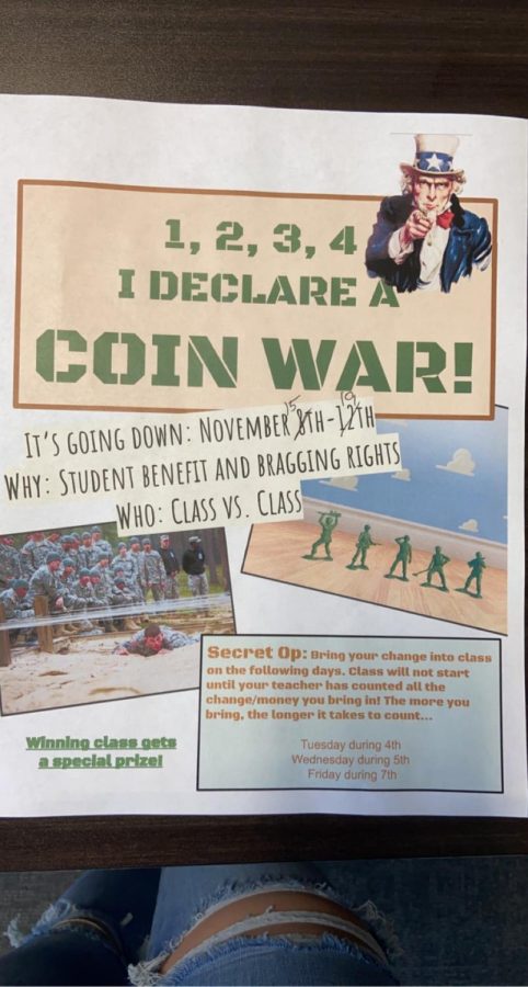 Students will compete in a Coin War November 15-19!