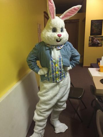 PHS student Alivia Beabout volunteering her time as the OWM Easter bunny.