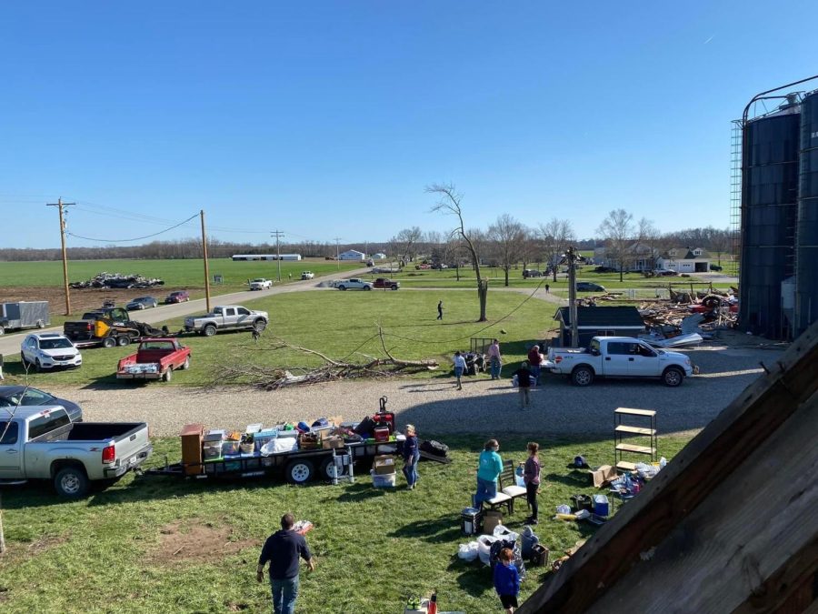 All hands on deck, as family and friends show up to help begin the process of cleaning up.