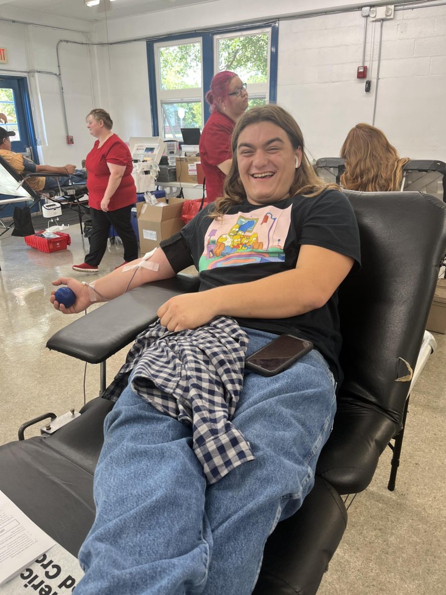 Jeremiah Wagner giving blood.