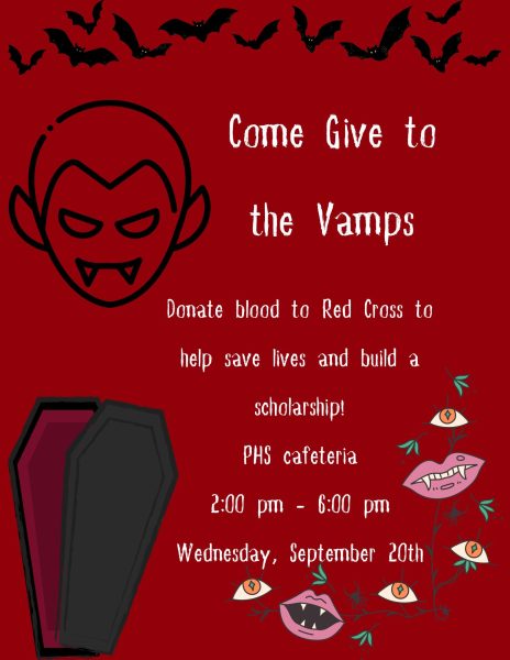 Come donate blood on September 20th! Photo made in Canva