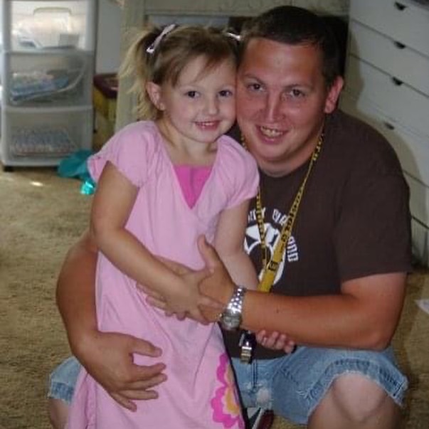 Zoey and her dad, Charle on Zoeys first day of Preschool