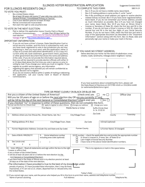 Illinois voter registration form