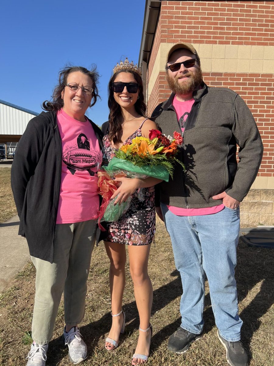 Mrs. Inboden, Mr. Riley, and I after winning Homecoming Queen