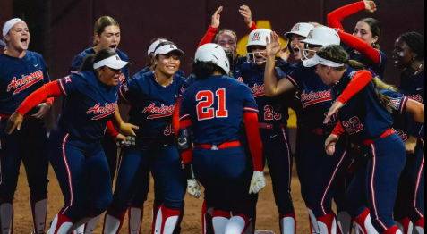 The Arizona Wildcats celebrating their 2025 season big win.